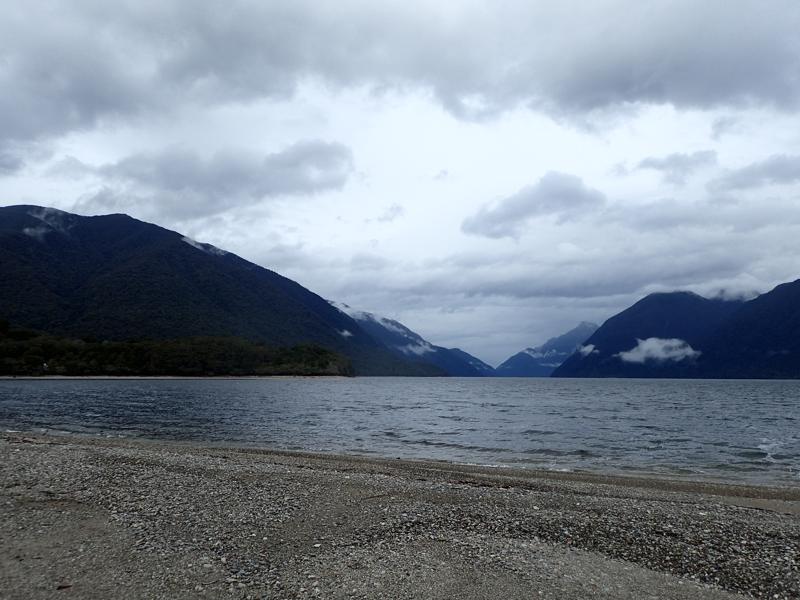 long lake with mountains on both sides